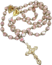 Xtra Long, Rosary Pink Necklace with Miraculous Medal Cross Multicolor Rosaries
