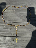 Xtra Long, Rosary Pink Necklace with Miraculous Medal Cross Multicolor Rosaries