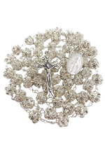 Xtra Long, Rosary White Necklace with Miraculous Medal Cross Multicolor Rosaries